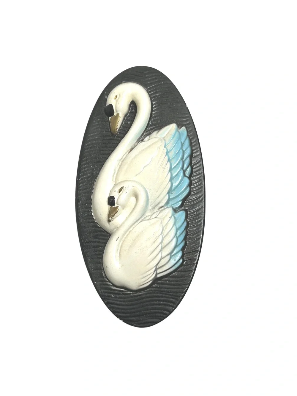 Vintage 1965 Miller Studio Chalkware Wall Plaques with Swan Design - Set of 2